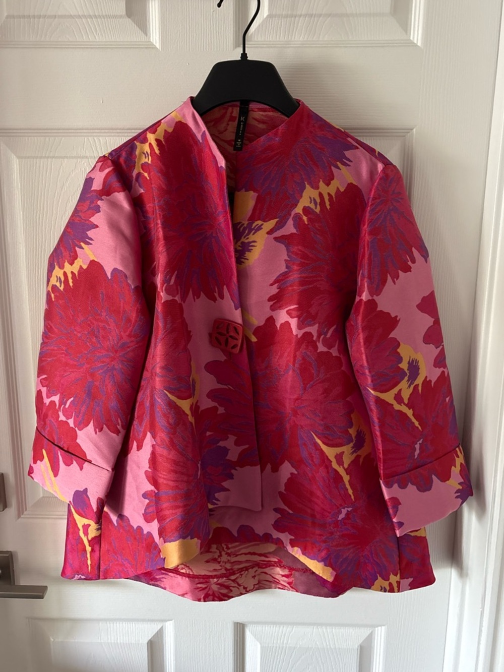 IC by Connie K Floral Jacquard Asymmetrical Art Jacket - Size M